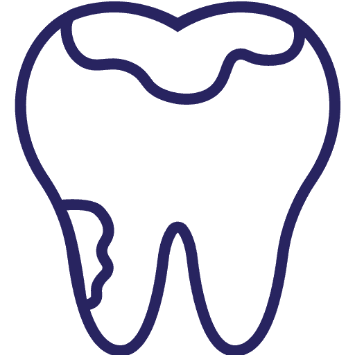 Dark blue tooth outline icon on black background